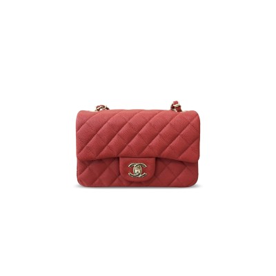 CHANEL MASTER MINI CLASSIC FLAP SHOULDER CAVIAR LEATHER RED (20*12*6cm)